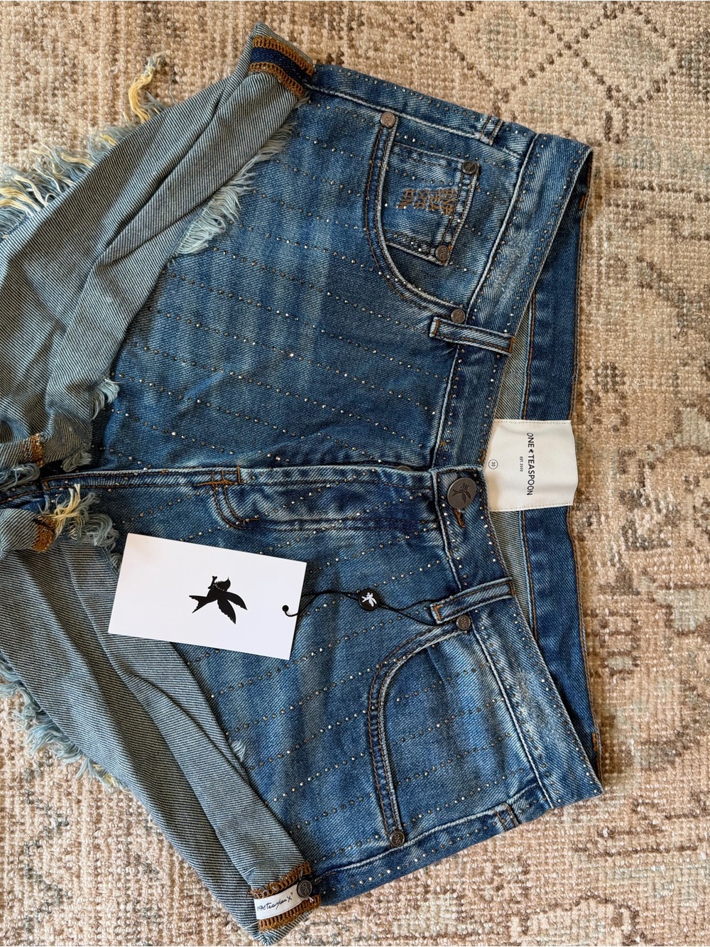 One teaspoon Bandits Low Waist Embellished Denim Shorts